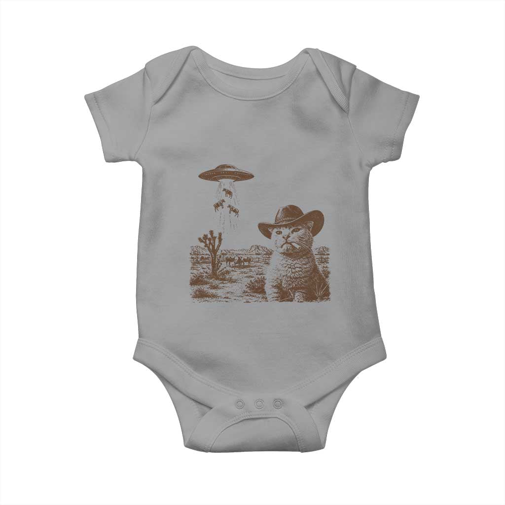 UFO Cowboy Cat Baby Onesie Vintage Graphic Retro Western Rodeo