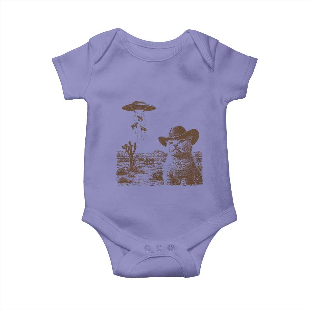 UFO Cowboy Cat Baby Onesie Vintage Graphic Retro Western Rodeo