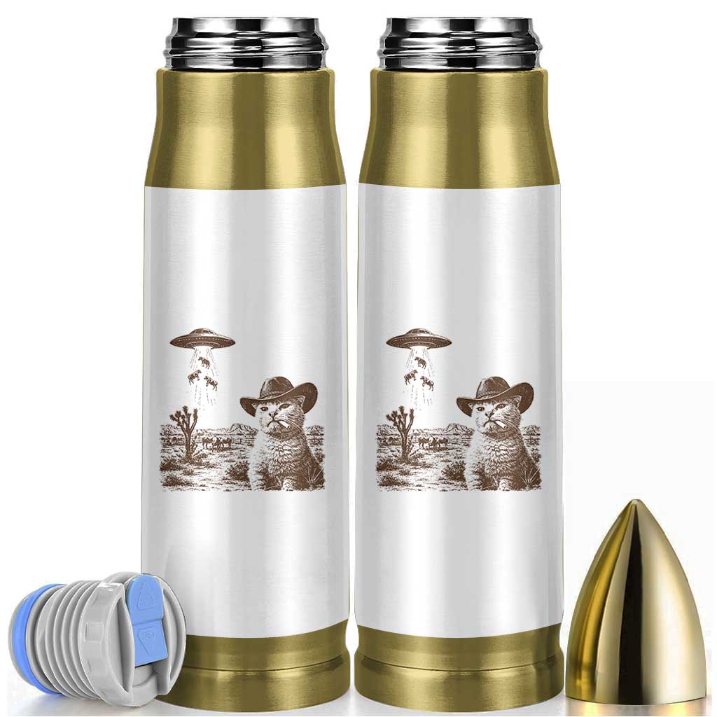 UFO Cowboy Cat Bullet Tumbler Vintage Graphic Retro Western Rodeo