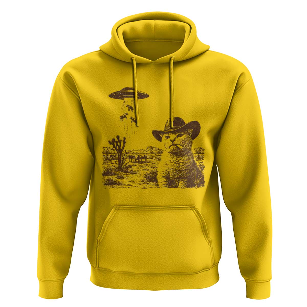 UFO Cowboy Cat Hoodie Vintage Graphic Retro Western Rodeo