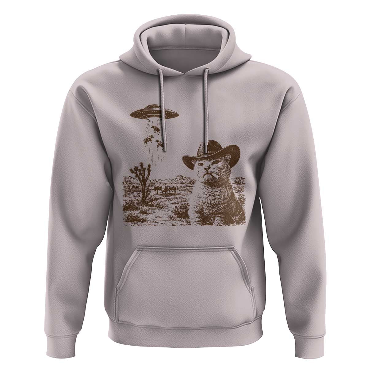 UFO Cowboy Cat Hoodie Vintage Graphic Retro Western Rodeo