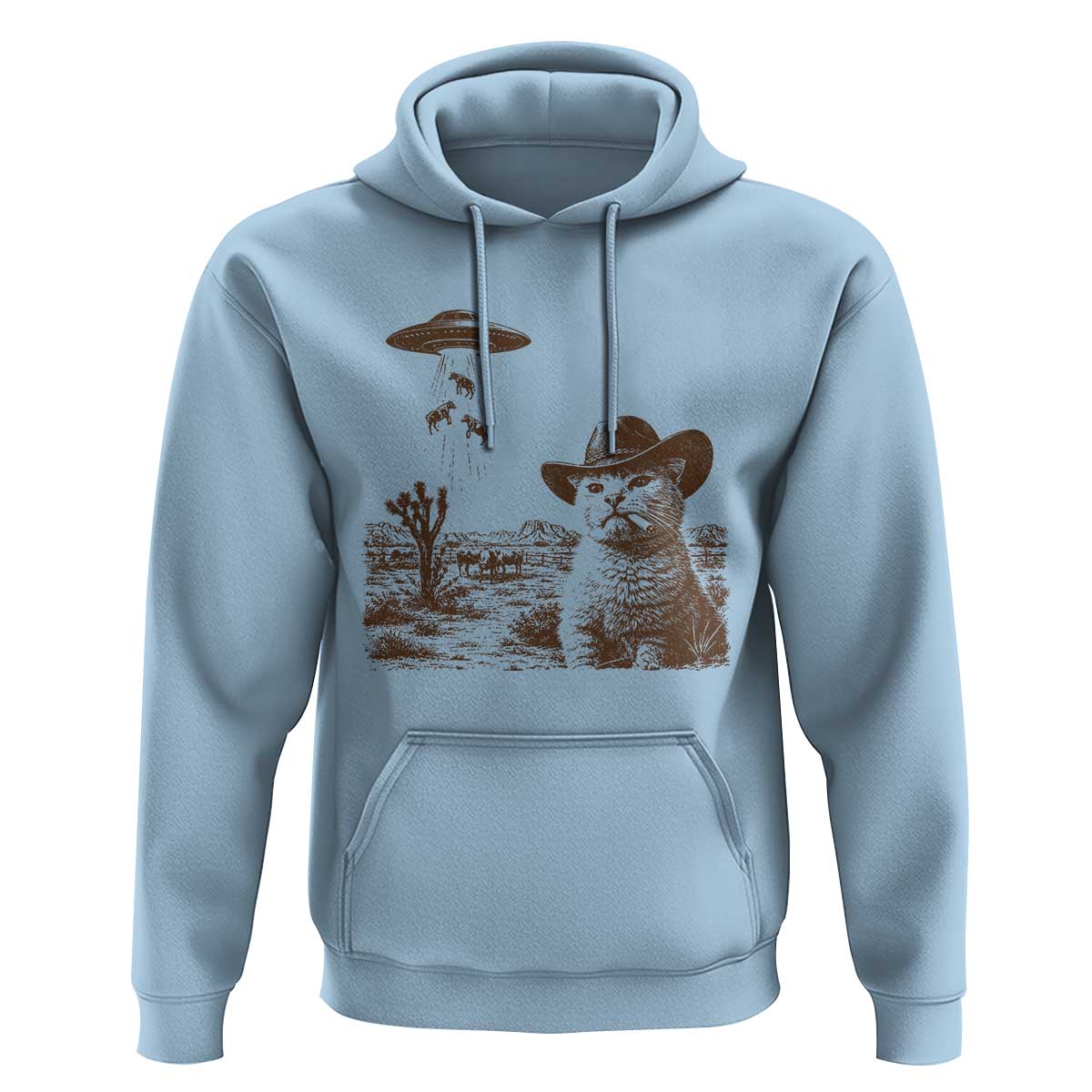 UFO Cowboy Cat Hoodie Vintage Graphic Retro Western Rodeo