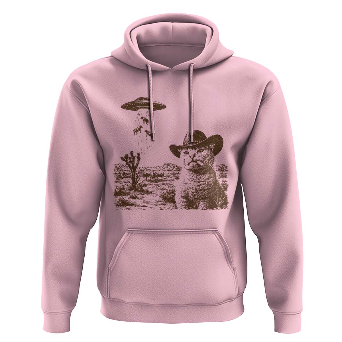 UFO Cowboy Cat Hoodie Vintage Graphic Retro Western Rodeo
