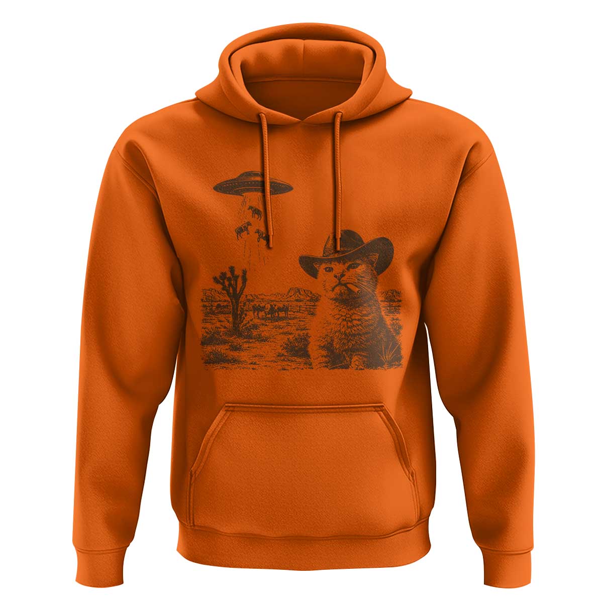 UFO Cowboy Cat Hoodie Vintage Graphic Retro Western Rodeo