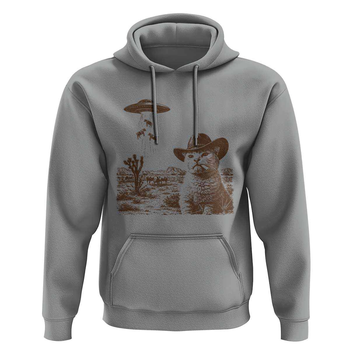 UFO Cowboy Cat Hoodie Vintage Graphic Retro Western Rodeo