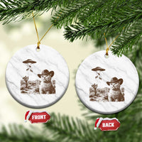 UFO Cowboy Cat Ceramic Ornament Vintage Graphic Retro Western Rodeo