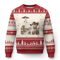 UFO Cowboy Cat Ugly Christmas Sweater Vintage Graphic Retro Western Rodeo