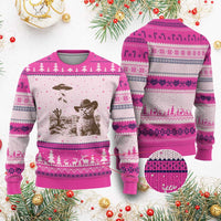 UFO Cowboy Cat Ugly Christmas Sweater Vintage Graphic Retro Western Rodeo