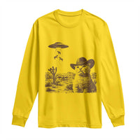 UFO Cowboy Cat Long Sleeve Shirt Vintage Graphic Retro Western Rodeo