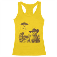 UFO Cowboy Cat Racerback Tank Top Vintage Graphic Retro Western Rodeo