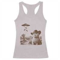 UFO Cowboy Cat Racerback Tank Top Vintage Graphic Retro Western Rodeo