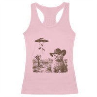 UFO Cowboy Cat Racerback Tank Top Vintage Graphic Retro Western Rodeo