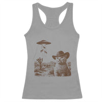 UFO Cowboy Cat Racerback Tank Top Vintage Graphic Retro Western Rodeo