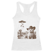 UFO Cowboy Cat Racerback Tank Top Vintage Graphic Retro Western Rodeo