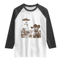 UFO Cowboy Cat Raglan Shirt Vintage Graphic Retro Western Rodeo