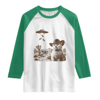 UFO Cowboy Cat Raglan Shirt Vintage Graphic Retro Western Rodeo