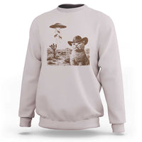 UFO Cowboy Cat Sweatshirt Vintage Graphic Retro Western Rodeo