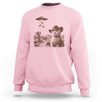 UFO Cowboy Cat Sweatshirt Vintage Graphic Retro Western Rodeo