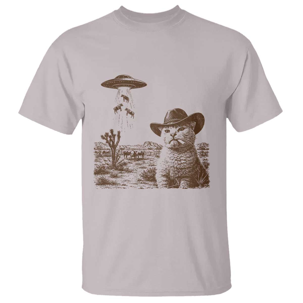 UFO Cowboy Cat T Shirt Vintage Graphic Retro Western Rodeo