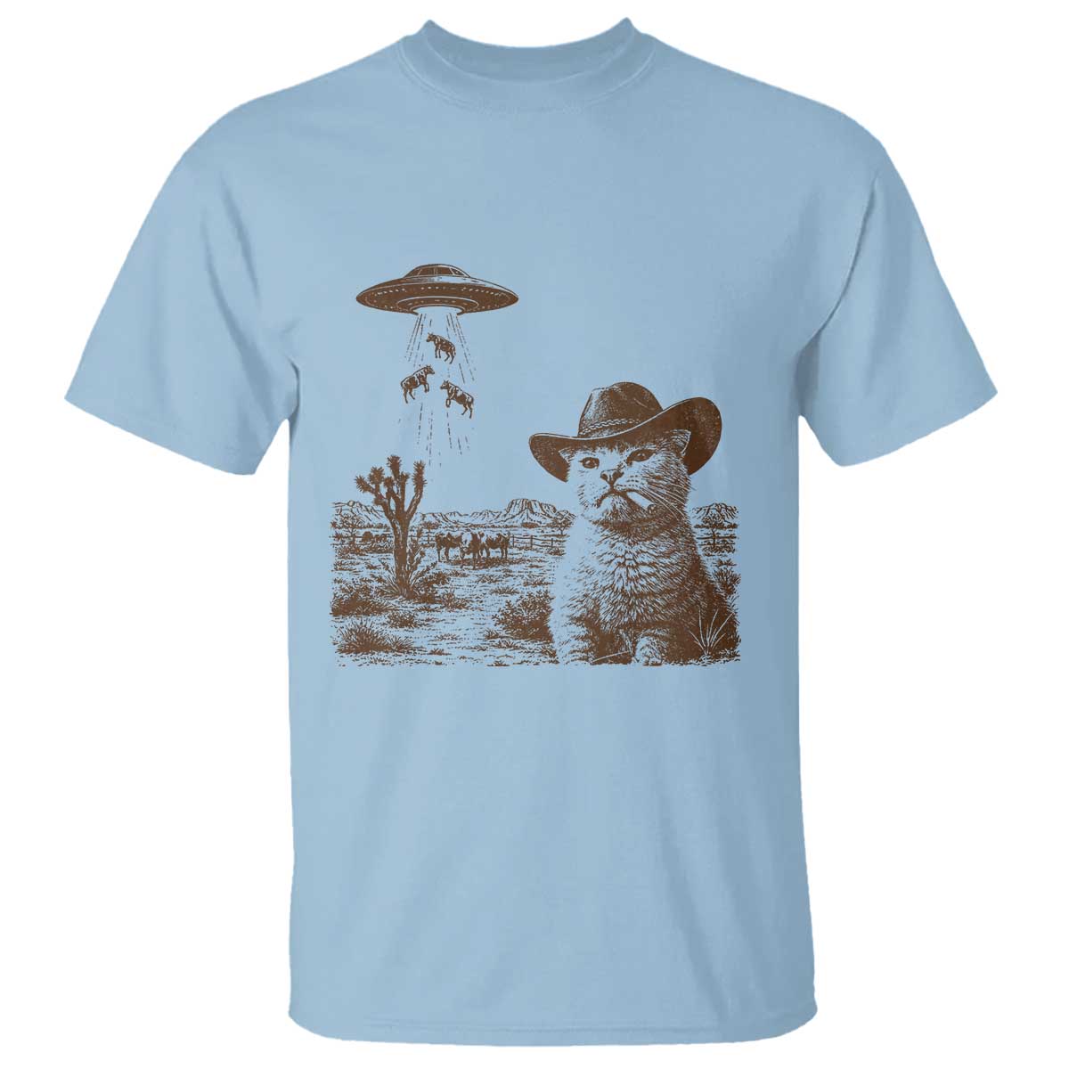 UFO Cowboy Cat T Shirt Vintage Graphic Retro Western Rodeo
