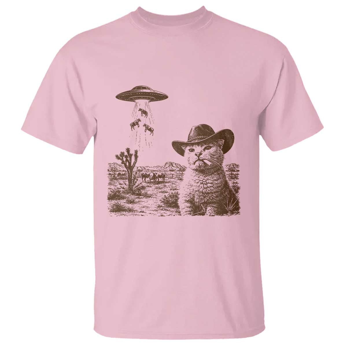 UFO Cowboy Cat T Shirt Vintage Graphic Retro Western Rodeo