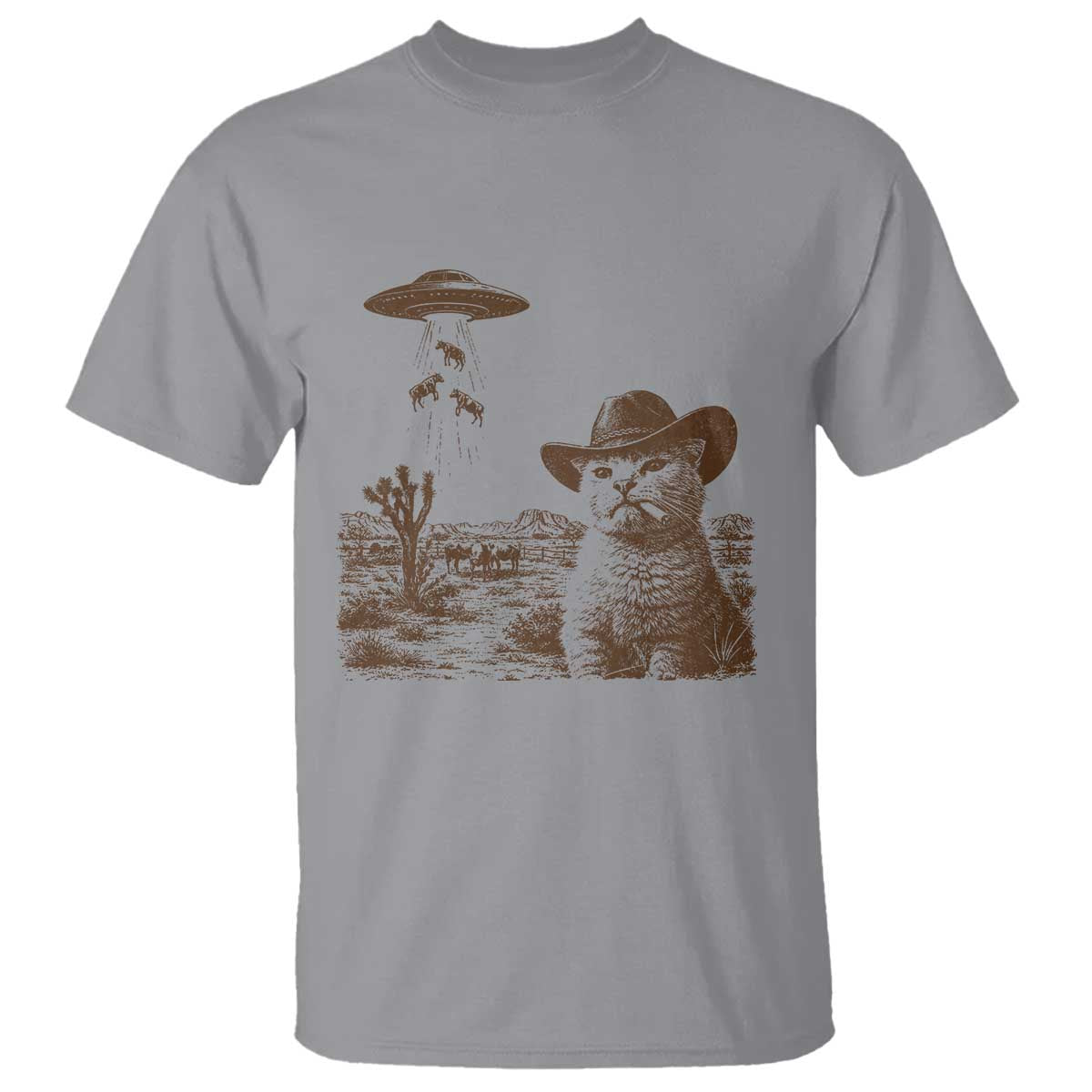 UFO Cowboy Cat T Shirt Vintage Graphic Retro Western Rodeo