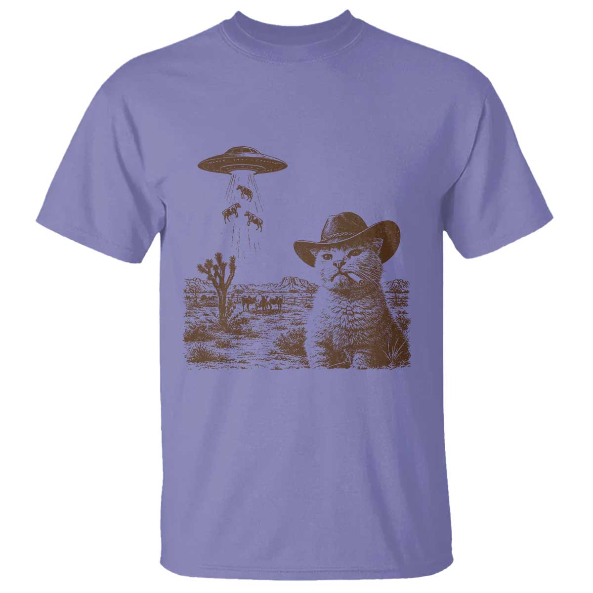 UFO Cowboy Cat T Shirt Vintage Graphic Retro Western Rodeo