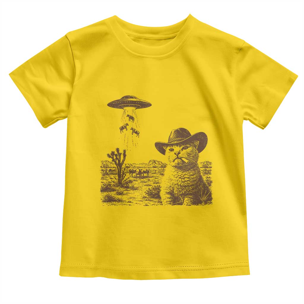 UFO Cowboy Cat Toddler T Shirt Vintage Graphic Retro Western Rodeo