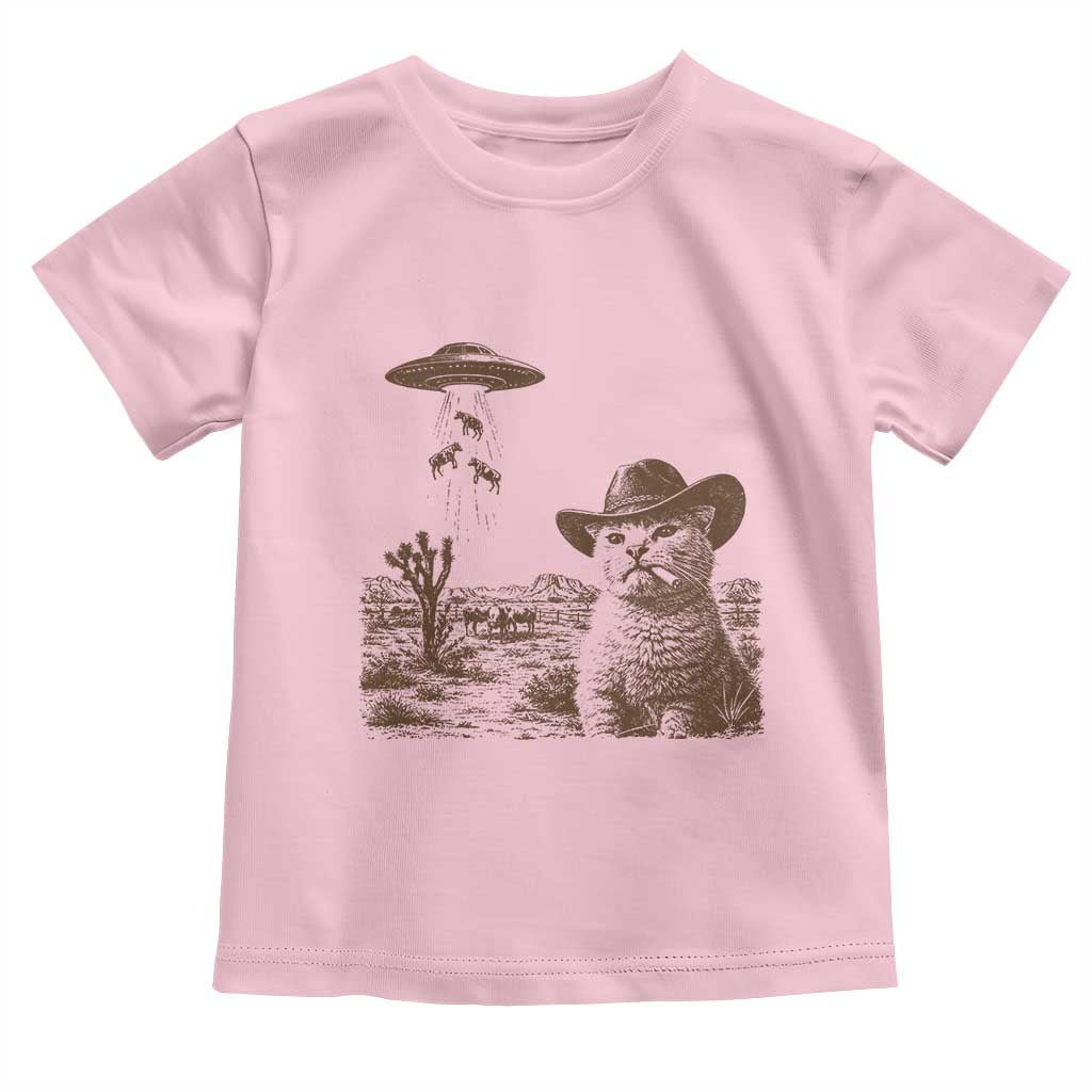 UFO Cowboy Cat Toddler T Shirt Vintage Graphic Retro Western Rodeo