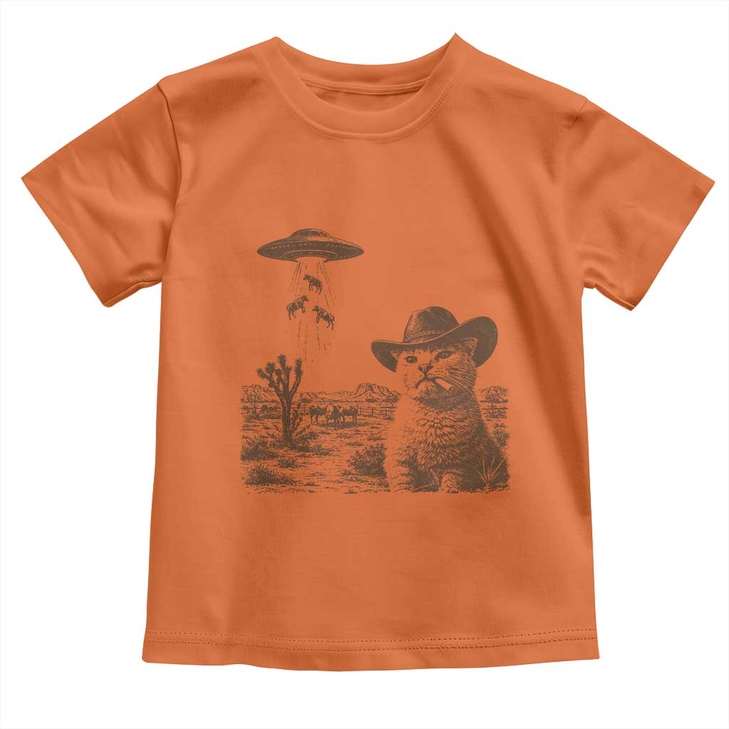 UFO Cowboy Cat Toddler T Shirt Vintage Graphic Retro Western Rodeo