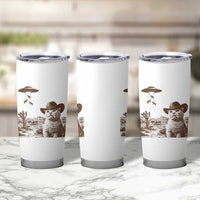 UFO Cowboy Cat Tumbler Cup Vintage Graphic Retro Western Rodeo