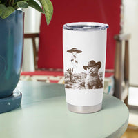 UFO Cowboy Cat Tumbler Cup Vintage Graphic Retro Western Rodeo