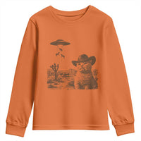 UFO Cowboy Cat Youth Sweatshirt Vintage Graphic Retro Western Rodeo