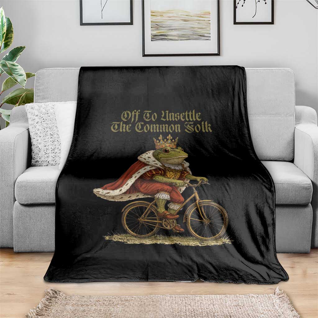 Chaotic Frog Meme Throw Blanket Off To Unsettle The Common Folk Vintage Unhinged Humor