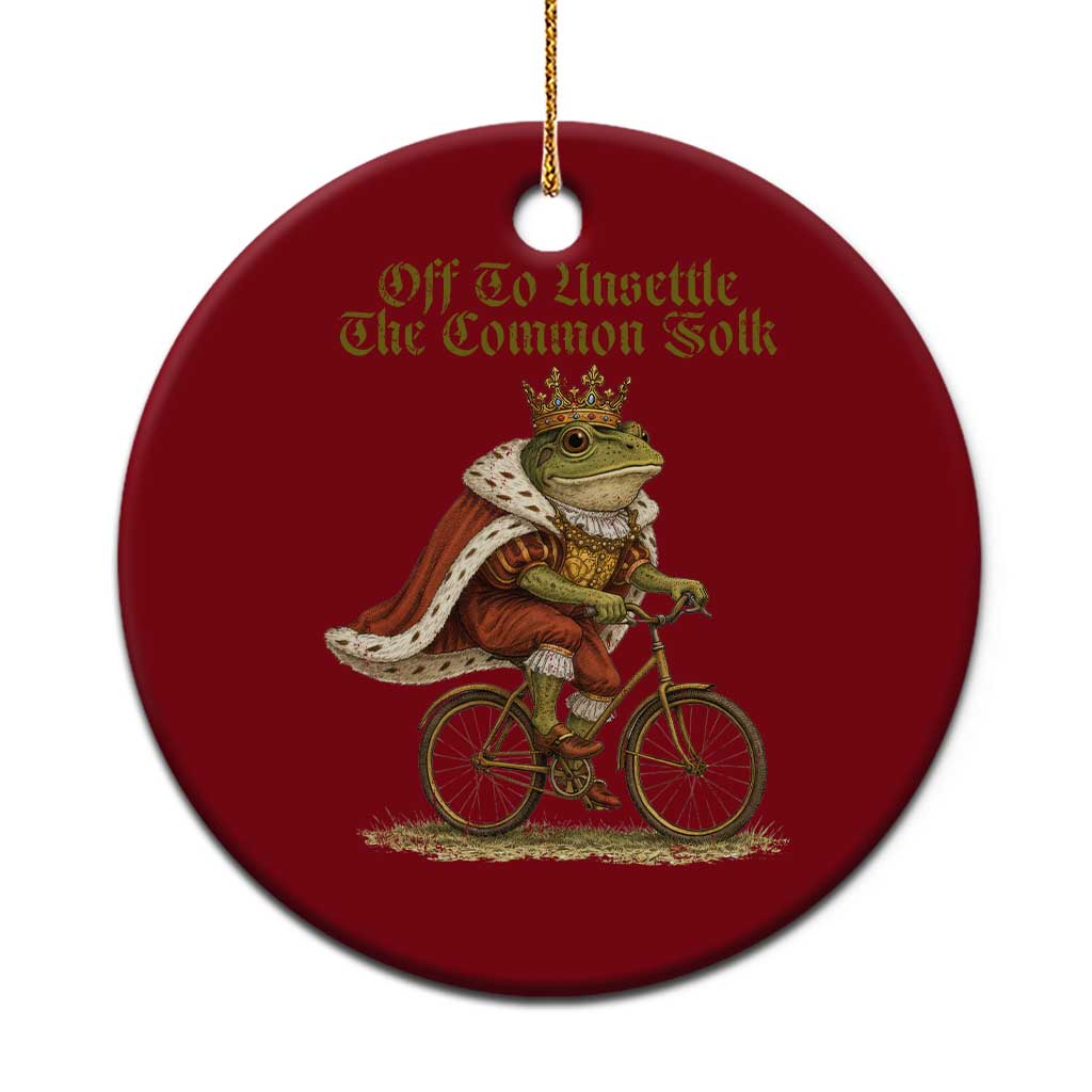 Chaotic Frog Meme Ceramic Ornament Off To Unsettle The Common Folk Vintage Unhinged Humor