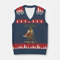 Chaotic Frog Meme V-Neck Knit Sweater Vest Off To Unsettle The Common Folk Vintage Unhinged Humor