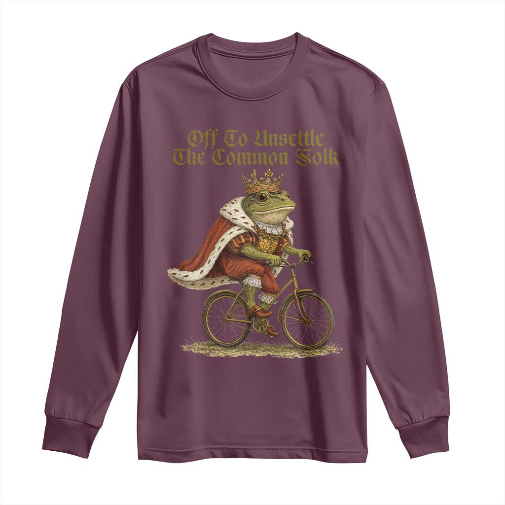 Chaotic Frog Meme Long Sleeve Shirt Off To Unsettle The Common Folk Vintage Unhinged Humor
