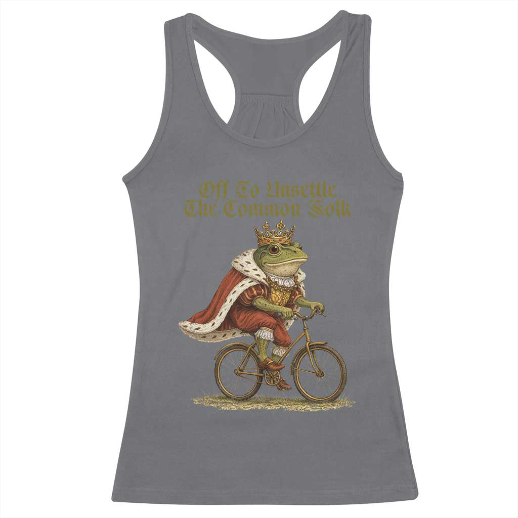 Chaotic Frog Meme Racerback Tank Top Off To Unsettle The Common Folk Vintage Unhinged Humor