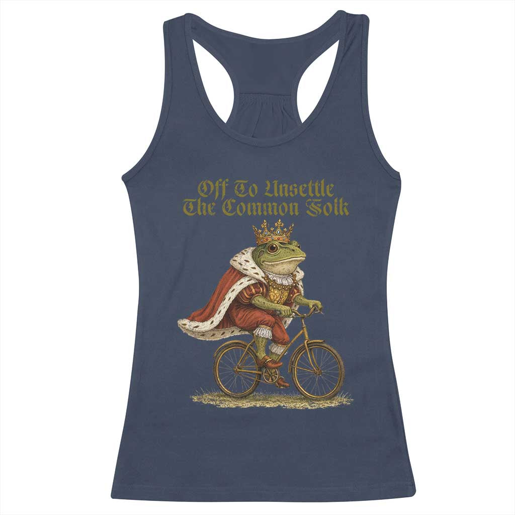 Chaotic Frog Meme Racerback Tank Top Off To Unsettle The Common Folk Vintage Unhinged Humor