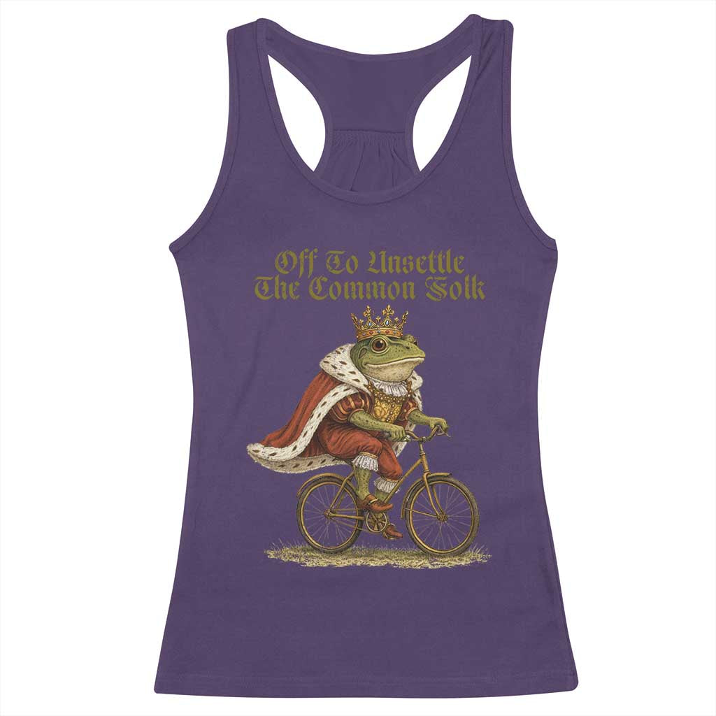 Chaotic Frog Meme Racerback Tank Top Off To Unsettle The Common Folk Vintage Unhinged Humor