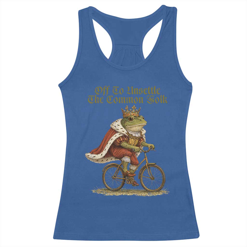 Chaotic Frog Meme Racerback Tank Top Off To Unsettle The Common Folk Vintage Unhinged Humor