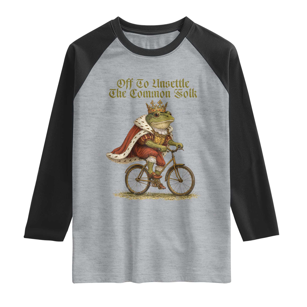 Chaotic Frog Meme Raglan Shirt Off To Unsettle The Common Folk Vintage Unhinged Humor