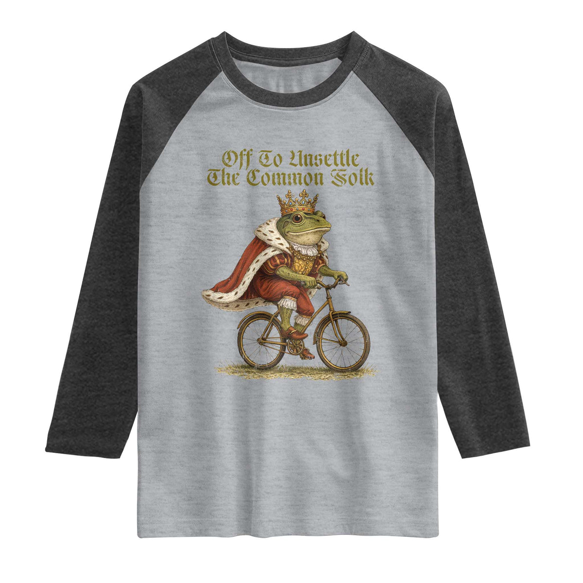 Chaotic Frog Meme Raglan Shirt Off To Unsettle The Common Folk Vintage Unhinged Humor