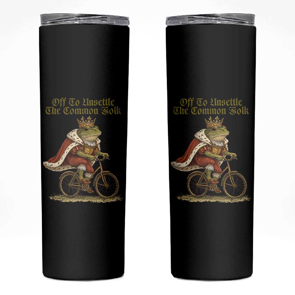 Chaotic Frog Meme Skinny Tumbler Off To Unsettle The Common Folk Vintage Unhinged Humor