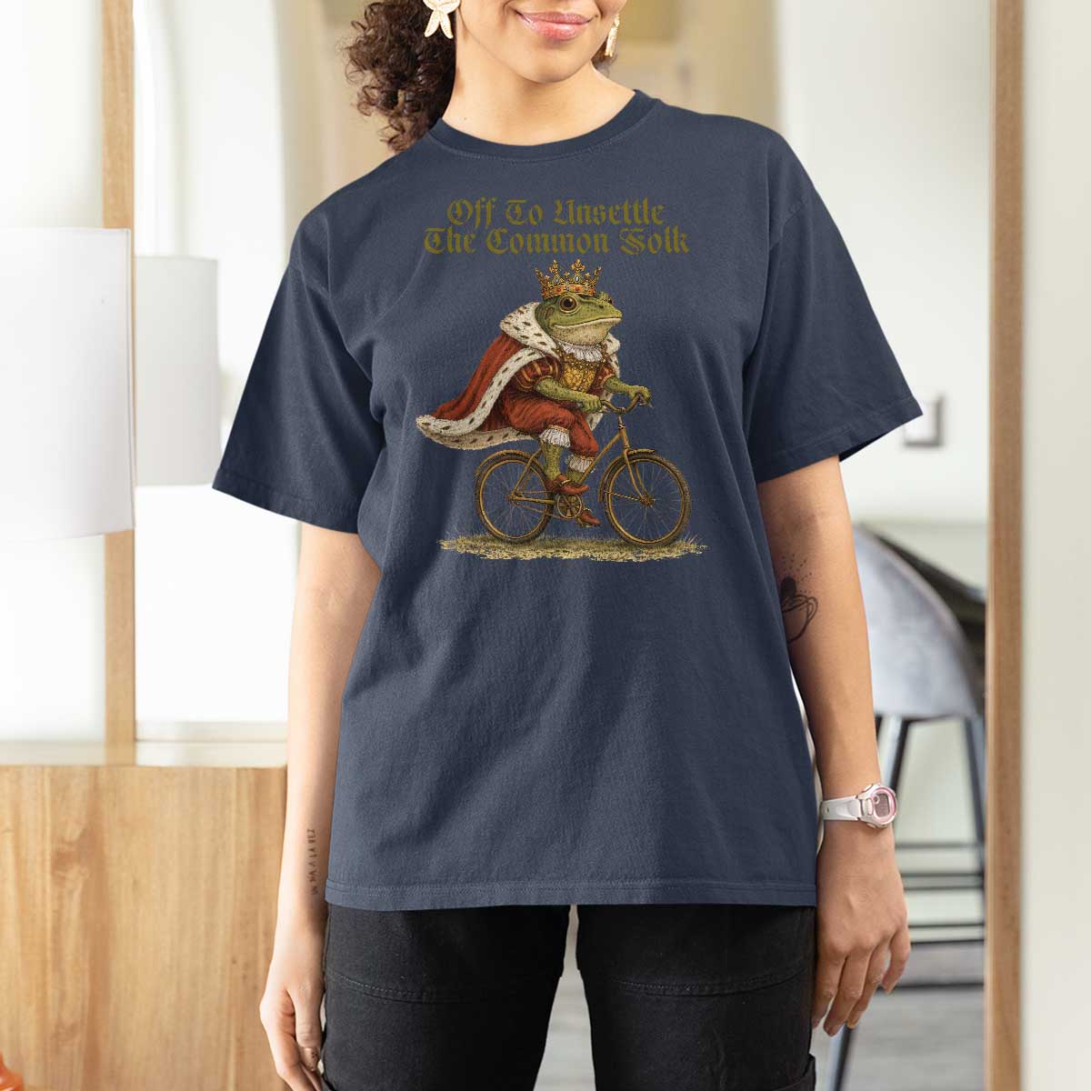 Chaotic Frog Meme T Shirt For Women Off To Unsettle The Common Folk Vintage Unhinged Humor