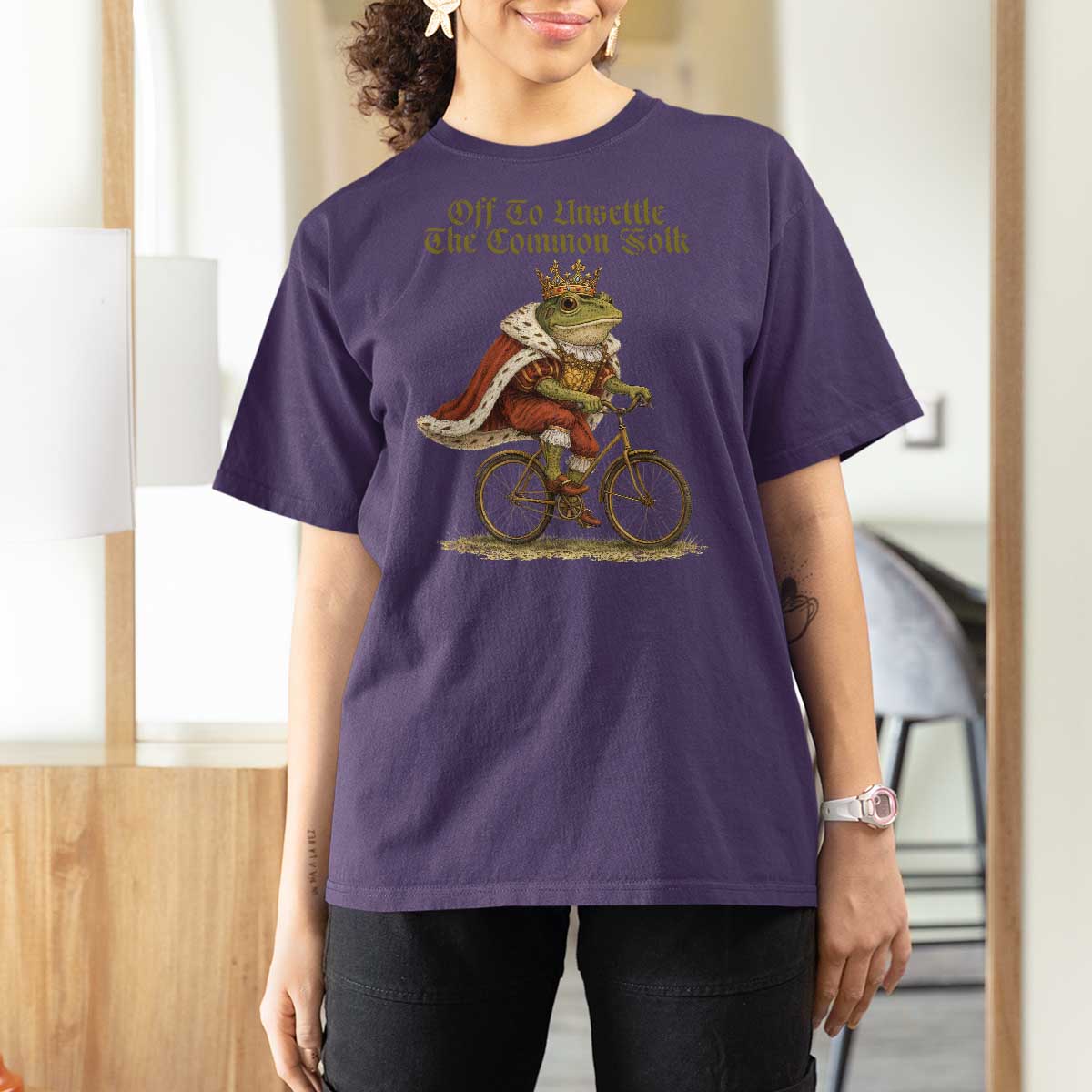 Chaotic Frog Meme T Shirt For Women Off To Unsettle The Common Folk Vintage Unhinged Humor