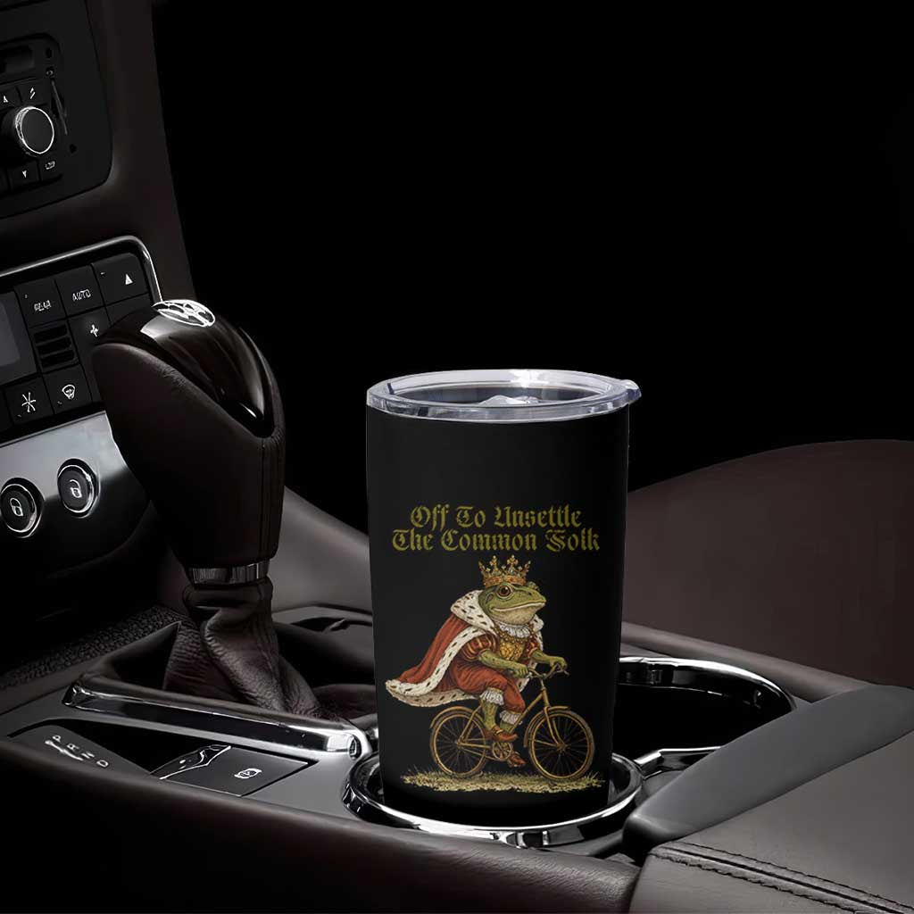 Chaotic Frog Meme Tumbler Cup Off To Unsettle The Common Folk Vintage Unhinged Humor
