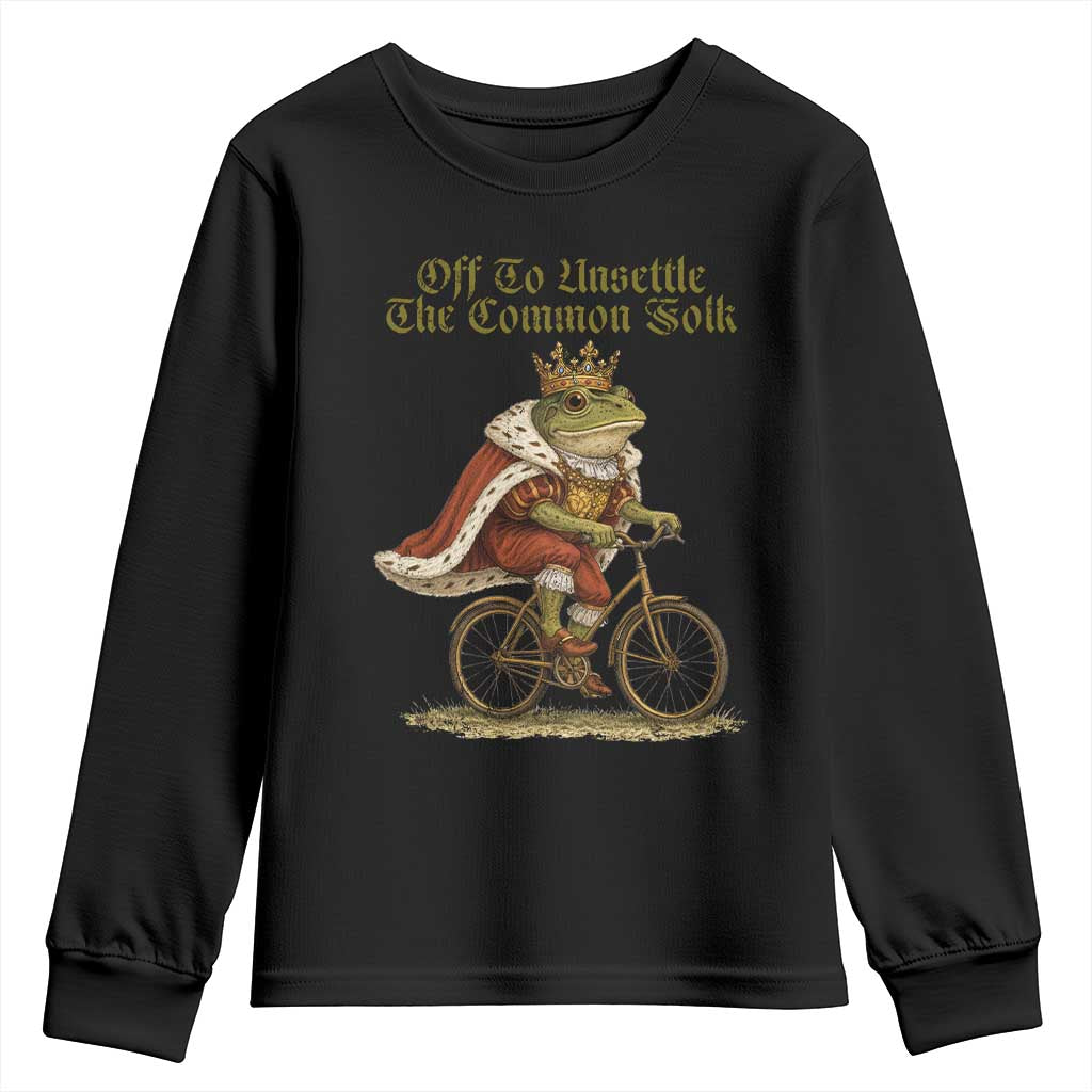 Chaotic Frog Meme Youth Sweatshirt Off To Unsettle The Common Folk Vintage Unhinged Humor