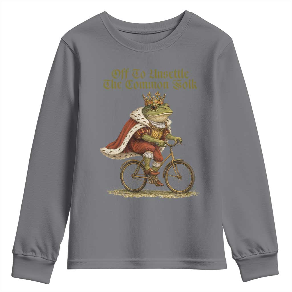 Chaotic Frog Meme Youth Sweatshirt Off To Unsettle The Common Folk Vintage Unhinged Humor
