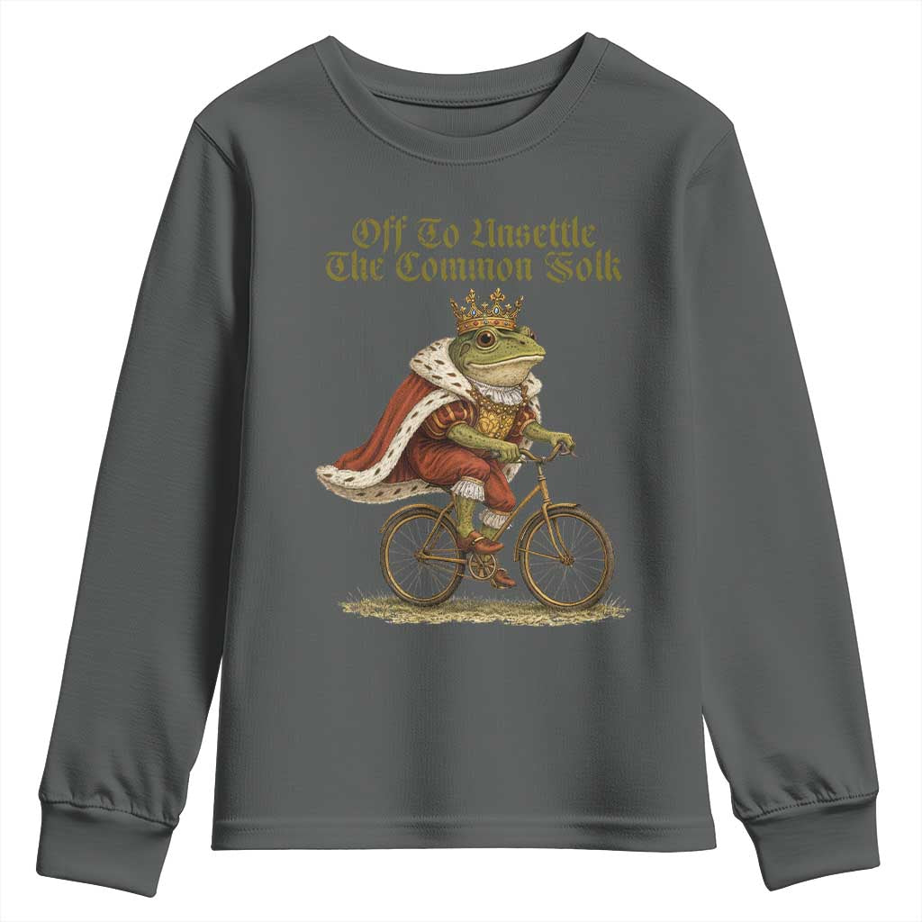Chaotic Frog Meme Youth Sweatshirt Off To Unsettle The Common Folk Vintage Unhinged Humor